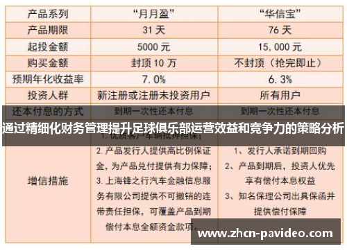 通过精细化财务管理提升足球俱乐部运营效益和竞争力的策略分析 通过精细化财务管理提升足球俱乐部运营效益和竞争力的策略分析