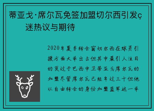 蒂亚戈·席尔瓦免签加盟切尔西引发球迷热议与期待